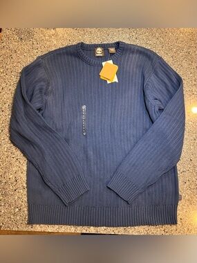 Timberland Men's Dark Blue Ribbed Crewneck Sweater